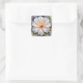 witte hibiscus bloemstickers vierkante sticker (Tas)