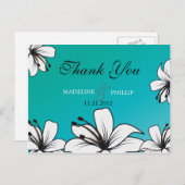 Witte Hibiscus - bruiloft dank u briefkaarten (Voorkant / Achterkant)