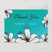 Witte Hibiscus - bruiloft dank u briefkaarten (Voorkant)