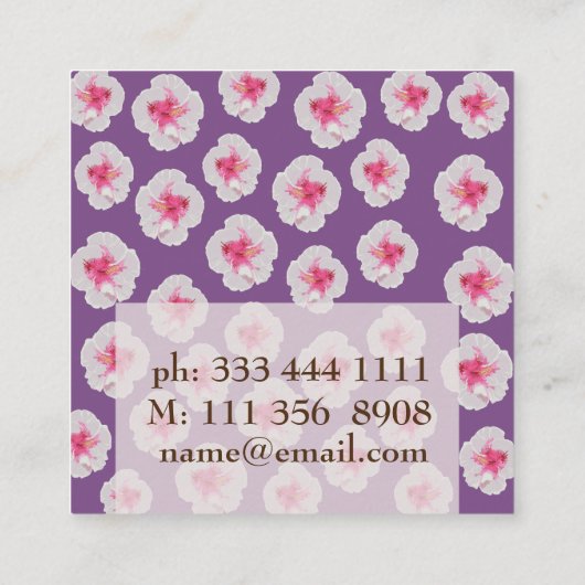 Witte Hibiscus Custom Visitekaartje (Achterkant)