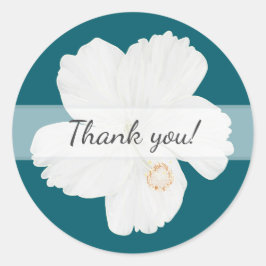 Witte Hibiscus Dankjewel stickers voor het huwelij