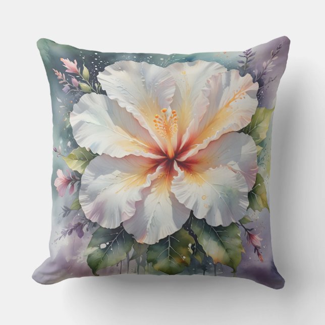 witte hibiscus droom buitenkussen (Voorkant)