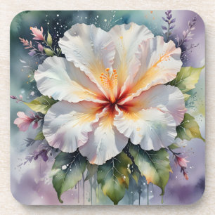 witte hibiscus droom onderzetters