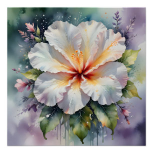 witte hibiscus droom poster
