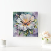witte hibiscus droomklok vierkante klok (Huis)