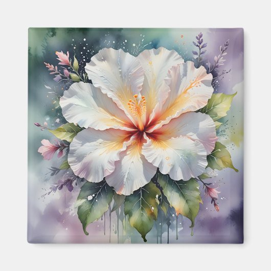witte hibiscus droommagneet magneet (Voorkant)