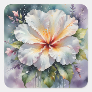 witte hibiscus droomstickers vierkante sticker