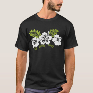 Witte hibiscus en bladeren t-shirt