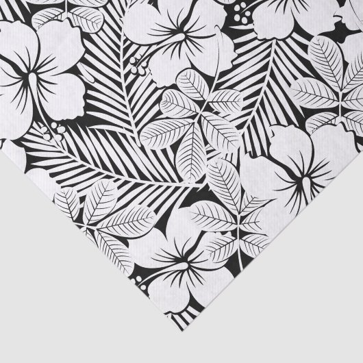 Witte hibiscus en palmbladeren tissuepapier (Detail)