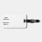 Witte hibiscus en zwarte achtergrond Hawaii cadeau Bagagelabel (Achterkant horizontaal)