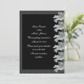 Witte Hibiscus Flower Black Wedding Bewaar de datu Save The Date (Staand voorkant)