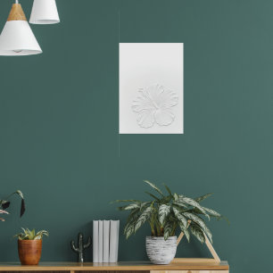 Witte Hibiscus Lijnkunst Poster