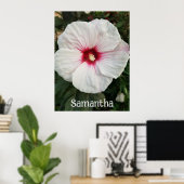 Witte Hibiscus met Heet Roze Centrum Poster (Thuiskantoor)