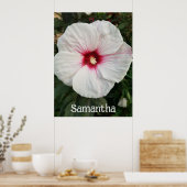 Witte Hibiscus met Heet Roze Centrum Poster (Keuken)