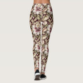 Witte Hibiscus op Maroon Leggings (Achterkant)