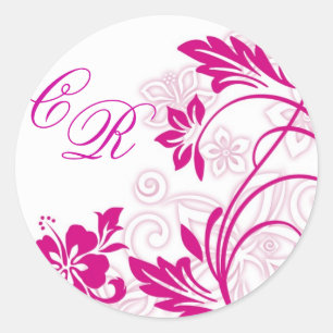 witte hibiscus swirls ~ sticker (initiaal)