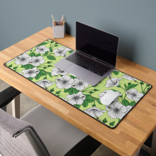 Witte Hibiscus Tropisch Bloempatroon Bureaumat