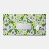 Witte Hibiscus Tropisch Bloempatroon Bureaumat (Keyboard & Muis)