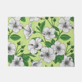 Witte Hibiscus Tropisch Bloempatroon Deurmat (Voorkant)