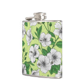 Witte Hibiscus Tropisch Bloempatroon Heupfles (Links)