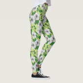Witte Hibiscus Tropisch Bloempatroon Leggings (Rechts)