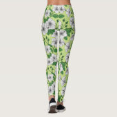 Witte Hibiscus Tropisch Bloempatroon Leggings (Achterkant)