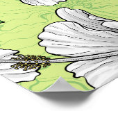 Witte Hibiscus Tropisch Bloempatroon Poster (Hoek)