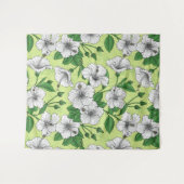 Witte Hibiscus Tropisch Bloempatroon Wandkleed (Voorkant (horizontaal))