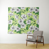 Witte Hibiscus Tropisch Bloempatroon Wandkleed (In Situ (horizontaal))