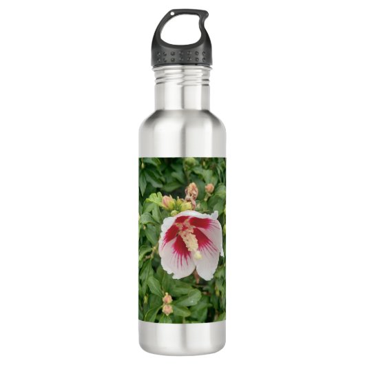 Witte Hibiscus waterfles Waterfles (Voorkant)