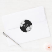Witte Hibiscus Zwart Tropische bruiloft Favor Maha Ronde Sticker (Envelop)