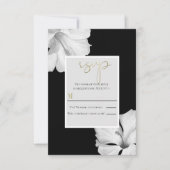 Witte Hibiscus Zwart Tropische bruiloft RSVP React Kaart (Voorkant)
