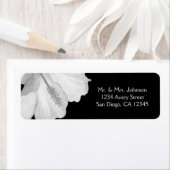 Witte Hibiscus Zwart Tropische Chique Bruiloft Etiket (Insitu)