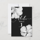 Witte Hibiscus Zwart Tropische Trouwtafel Nummer Kaart (Voorkant)
