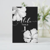 Witte Hibiscus Zwart Tropische Trouwtafel Nummer Kaart (Staand voorkant)