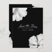 Witte Hibiscus Zwarte Tropische Chic Bewaar de Dat Aankondigingskaart (Voorkant / Achterkant)