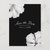 Witte Hibiscus Zwarte Tropische Chic Bewaar de Dat Aankondigingskaart (Voorkant)