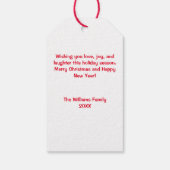 Witte Ho Ho Ho Afro-Amerikaanse Kerstman Familie Cadeaulabel (Achterkant)