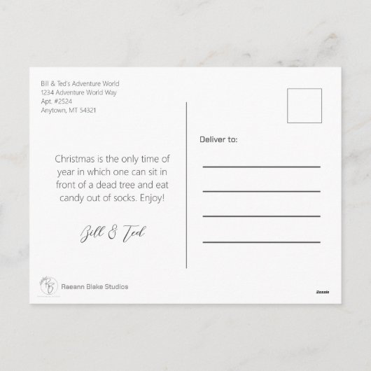 Witte Ho-Ho-Ho-Ho Kerst Vakantie Briefkaart (Achterkant)