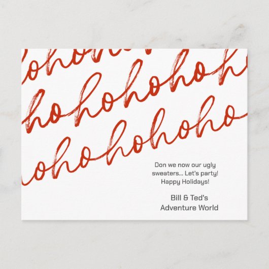 Witte Ho-Ho-Ho-Ho Kerst Vakantie Briefkaart (Voorkant)