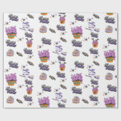 witte Hocus Pocus schattige Heksenkat Halloween Cadeaupapier (Vlak)