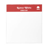 Witte hoed en snor silhouet rood notitieblok (Voorkant)