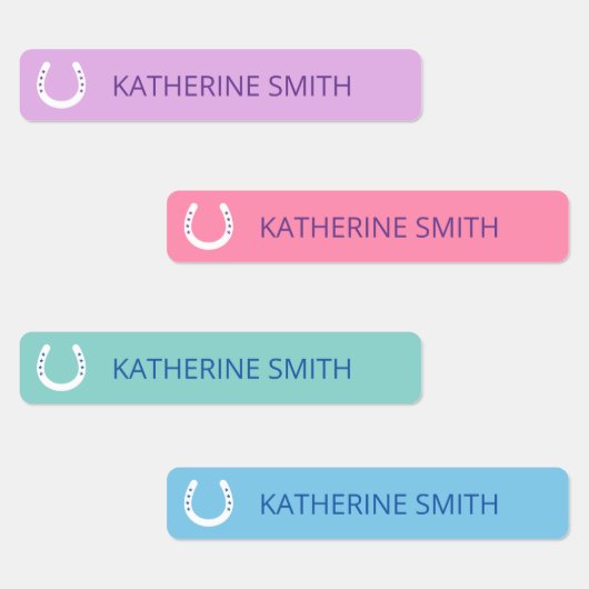 Witte Hoefijzers met sterren Paars roze blauw Labels (Groep)