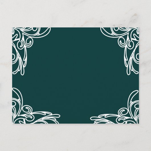 Witte hoeken voor bruiloft zwemmen op SeaBlue Uitnodiging Briefkaart (Achterkant)