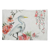 witte hoesjes Aziatische bloemkraan Kussensloop (Achterkant-Links)