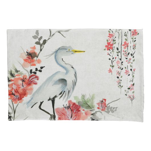 witte hoesjes Aziatische bloemkraan Kussensloop (Voorkant-Links)