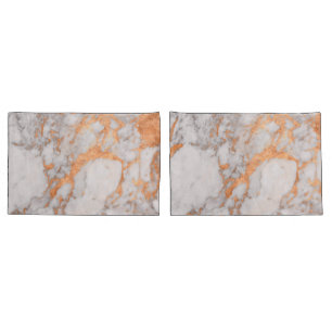Witte Hoesjes met marmer en koper Kussensloop
