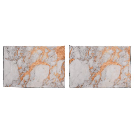 Witte Hoesjes met marmer en koper Kussensloop (Achterkant-Set)