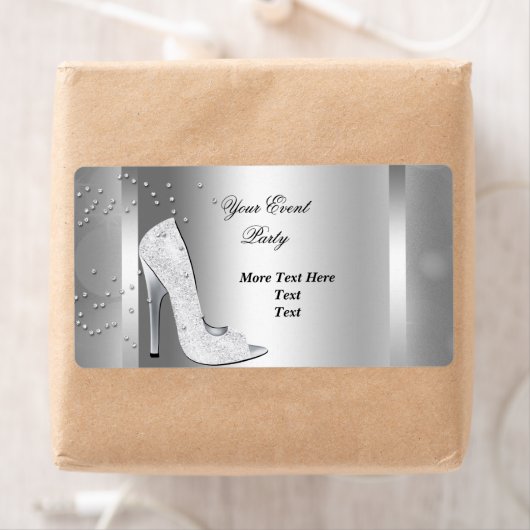 Witte Hoge Hak Schoenen Zilveren Event Party Etiket (Insitu)
