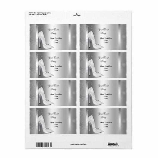Witte Hoge Hak Schoenen Zilveren Event Party Etiket (Full Sheet)